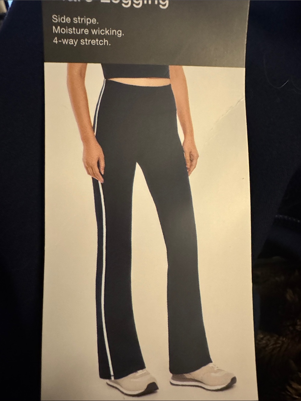 High-Rise navy Side-Stripe Flare Leggings